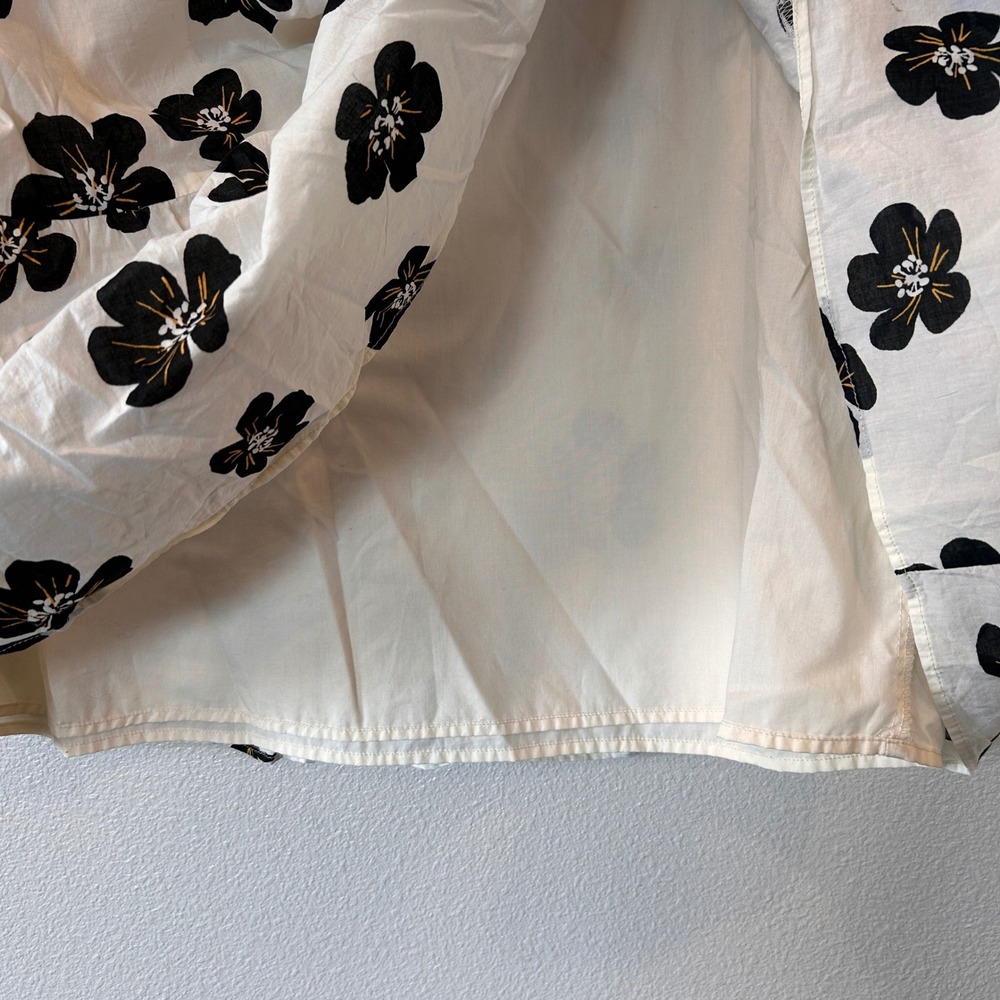 Who What Wear Womens XL White Black Floral Tiered Cotton Mini Babydoll Dress - Picture 7 of 9